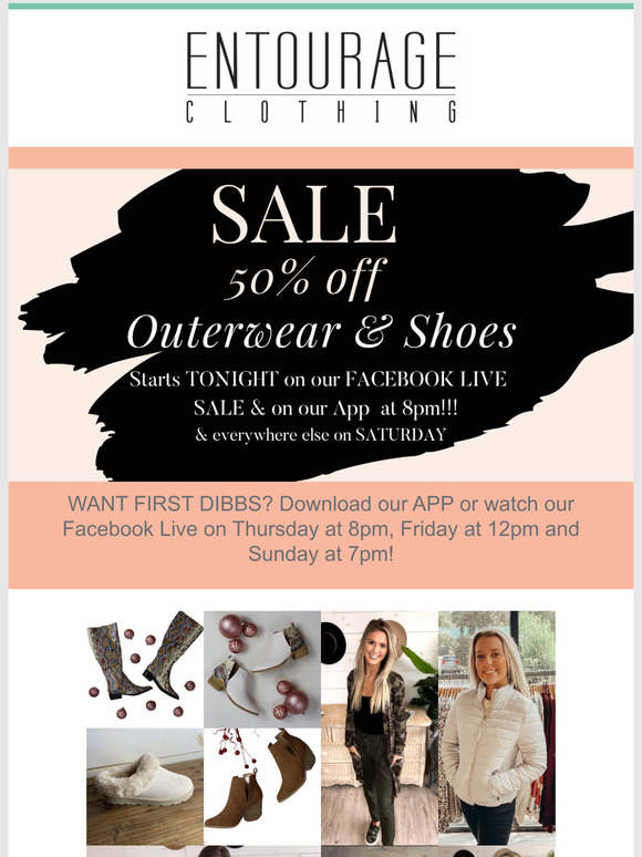 50% off ALL outerwear and select Shoes!