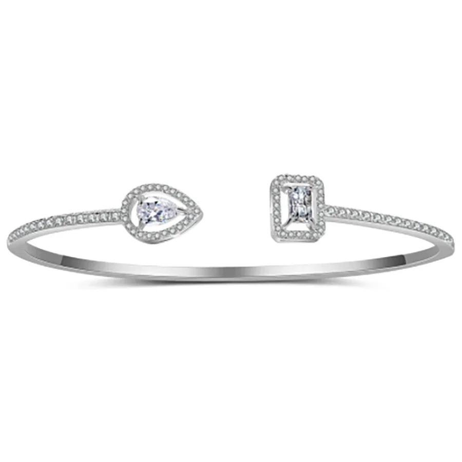 Image of Pave Bangle with Pear and Emerald Halo