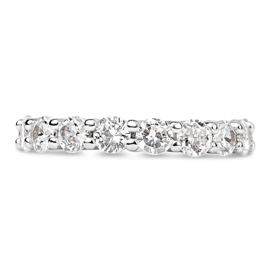 Image of The Simple Round Cut Full CZ Eternity Band .925 Sterling Silver