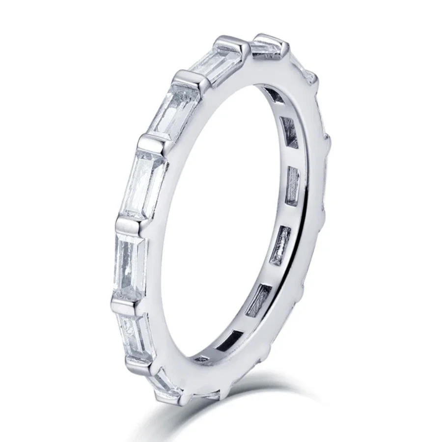 Image of Baguette CUT FULL CZ ETERNITY BAND .925 STERLING SILVER