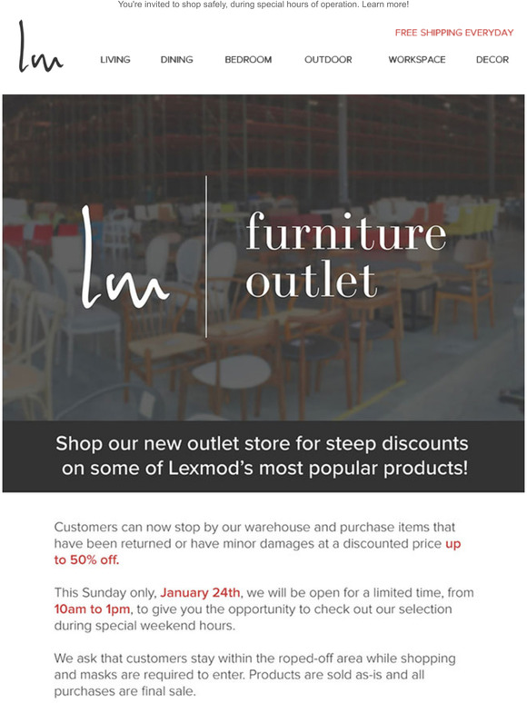 ✨ Our NEW Furniture Outlet Opens Sunday! Up to 50% OFF! ✨