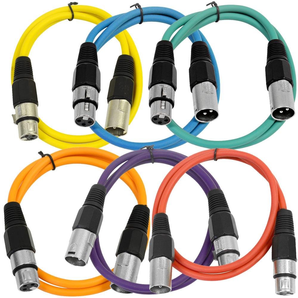 10' Mic Cable Cords 8 Pack of Colored 10 Foot XLR Patch Cables Seismic Audio SAXLX-10-Multi