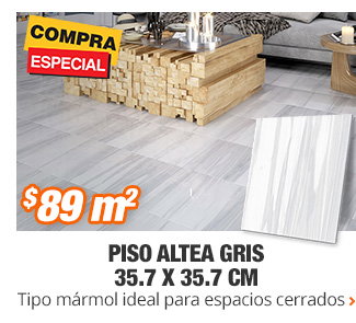 PISO ALTEA GRIS 35.7 X 35.7 CM - Tipo mármol ideal para espacios cerrados