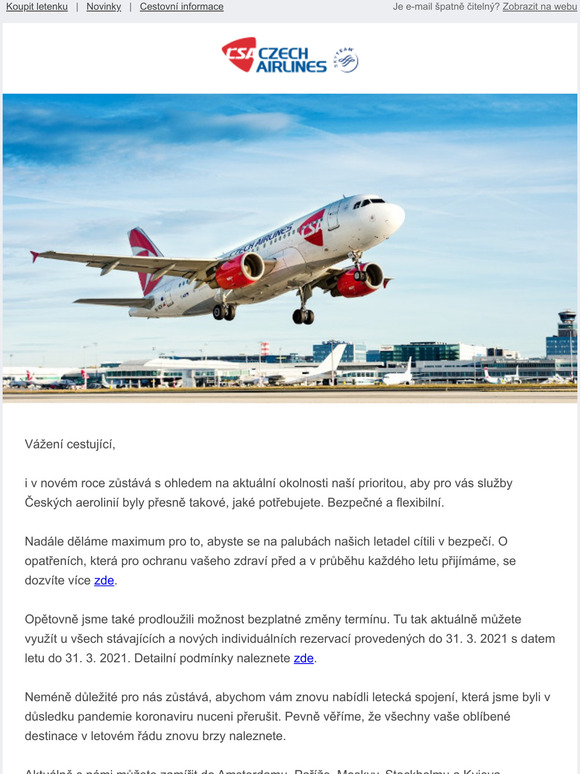 Na palubách Českých aerolinií v roce 2021