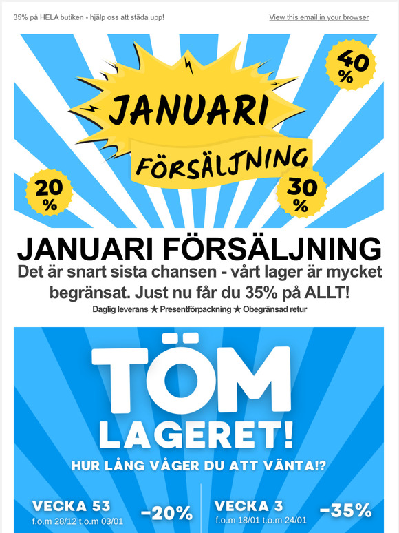 [💰💰JANUARI FÖRSÄLJNING💰💰] Det är snart sista chansen - 35% på ALLT!