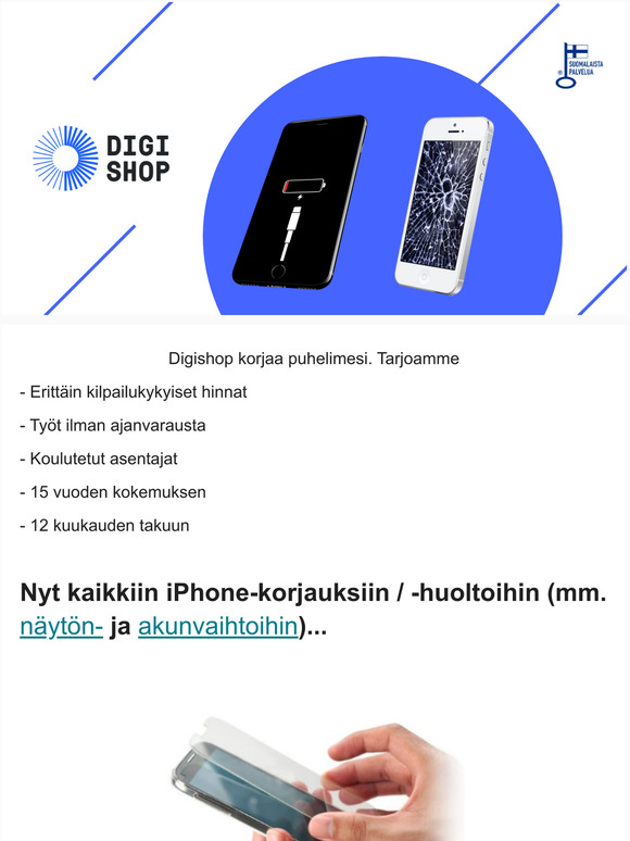 iPhone-korjauksiin kaupan päälle panssarilasi 📲