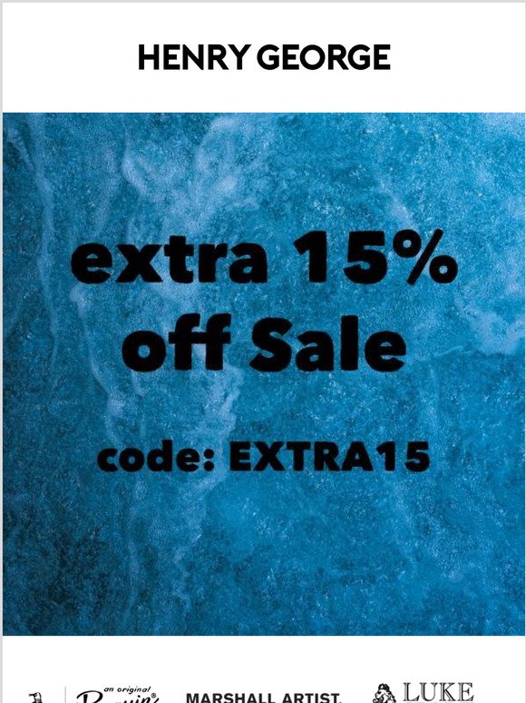 Extra 15% Off Sale With Code: EXTRA15