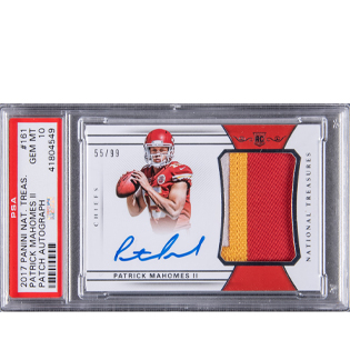 PATRICK MAHOMES RC AUTO /99, 2017 National Treasures RPA, BGS 8.5 AUTO 10