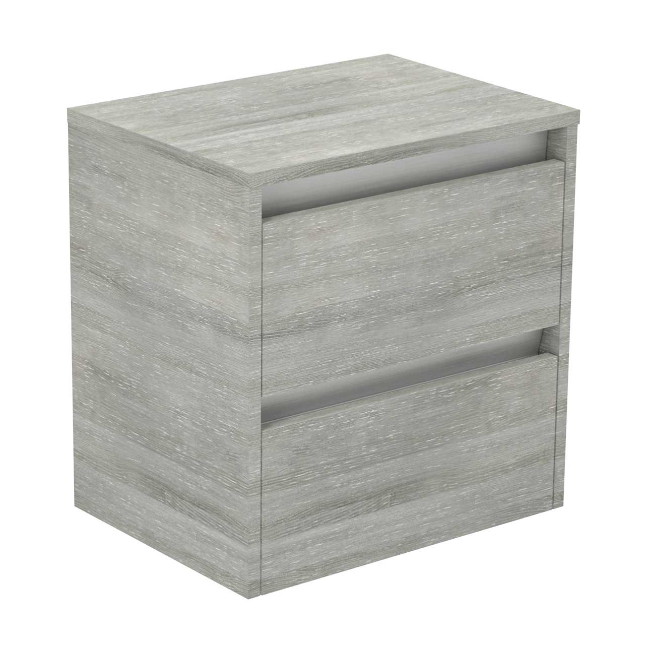  City Molina Ash 500mm Wall Mounted 2 Drawer Vanity Unit With Top
