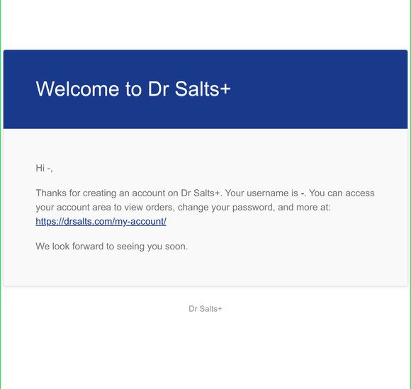Your Dr Salts+ account has been created!
