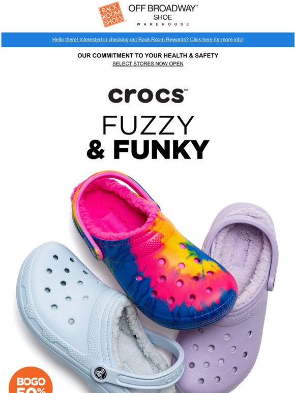 fuzzy crocs rack room