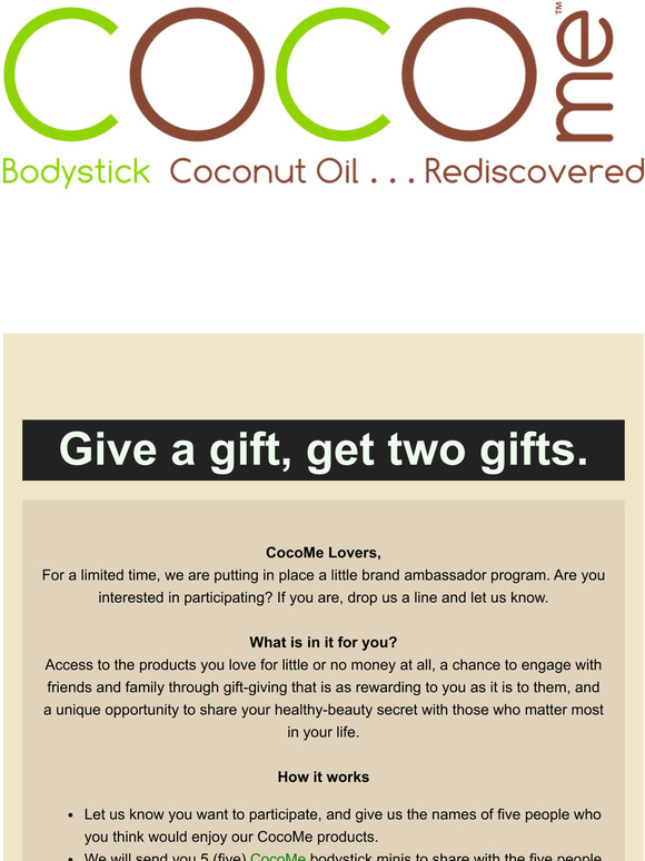 Give a gift and receive two gifts