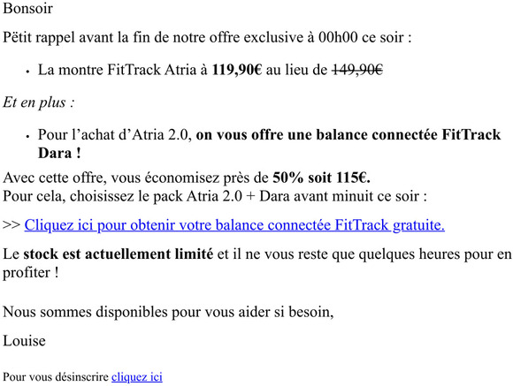 Balance FitTrack offerte - dernière chance 