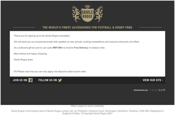 Welcome to the Savile Rogue newsletter