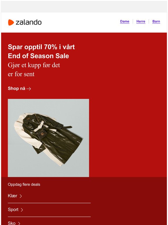 Spar opptil 70% i vårt End of Season Sale