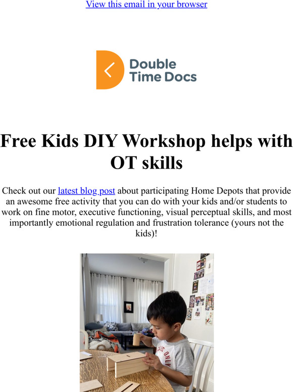 Free Kids DIY Workshop helps with OT skills