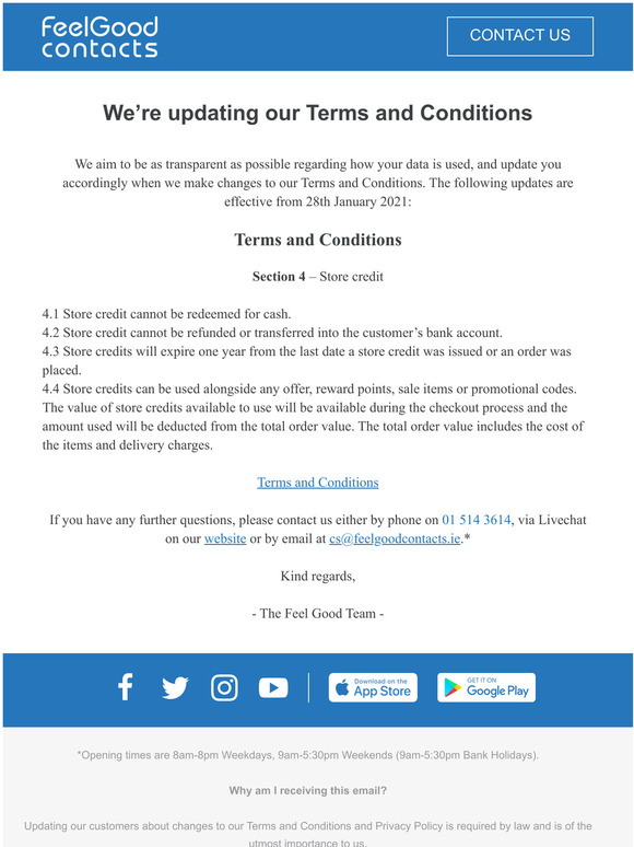 We’re updating our Terms and Conditions