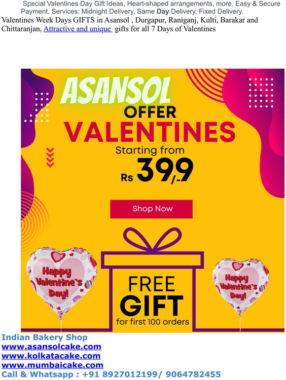 Buy Valentines Day Gifts - Gifts for Him & Her in Asansol & Durgapur