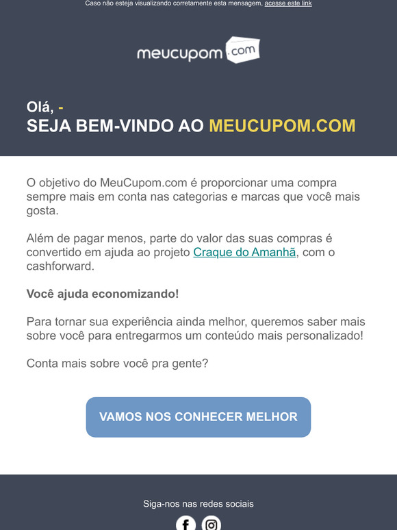 Bem vindo ao MeuCupom.com