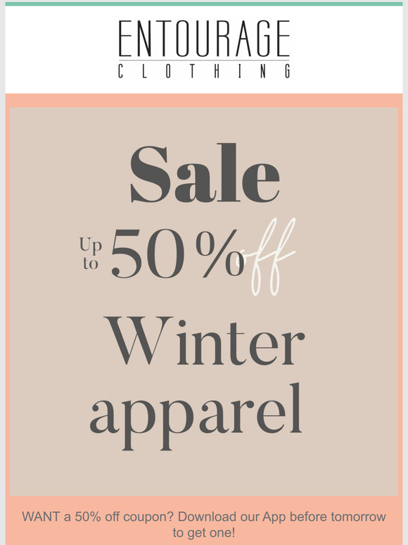 50% off all winter!  Starts now!  Online and in stores!
