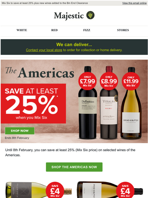 Majestic Wine The Americas Save 25 On Selected Wines Milled