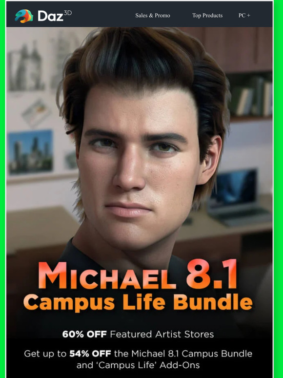 DAZ 3D Michael 8.1 Campus Life Bundle Milled