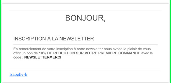 Bon de réduction newsletter