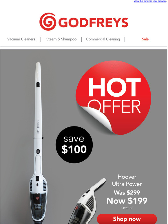 Godfreys Hot Offer Hoover Ultra Power Stick Vacuum Only 199 Save