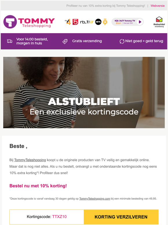 tommy 10 korting