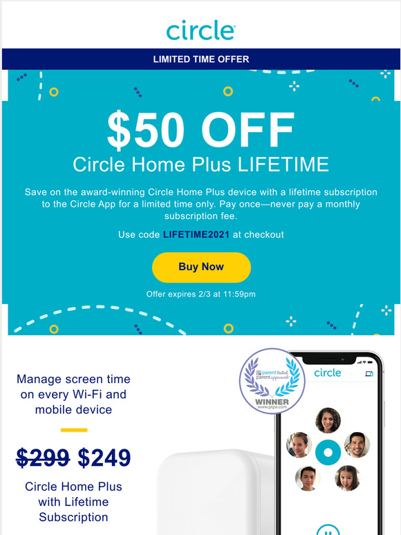 Circle Circle Home Plus Lifetime Deal—50 Off Device + App Milled