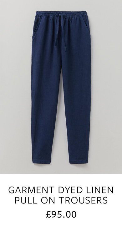 Garment Dyed Linen Pull On Trousers