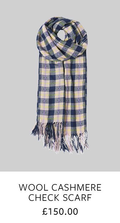 Wool Cashmere Check Scarf
