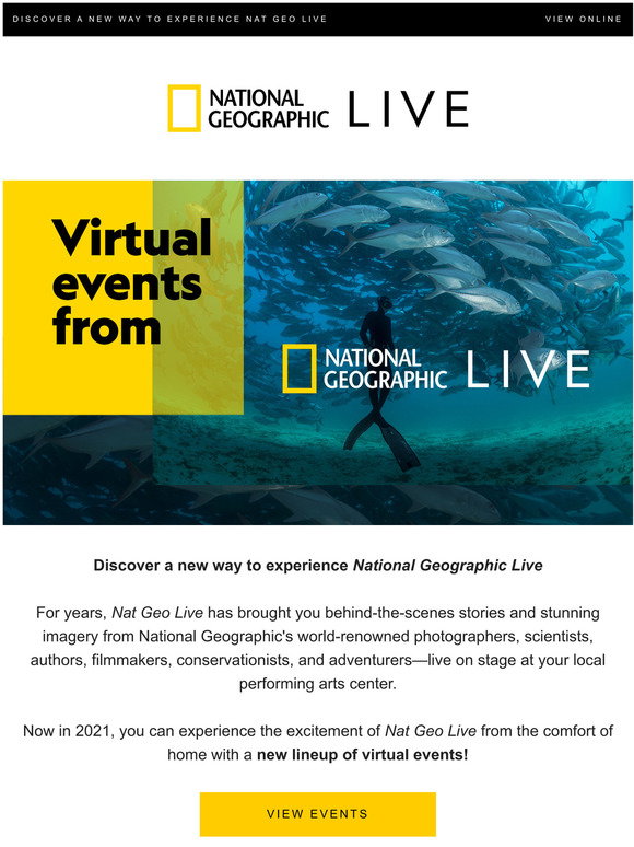 National Geographic NEW Virtual Events from Nat Geo Live Milled