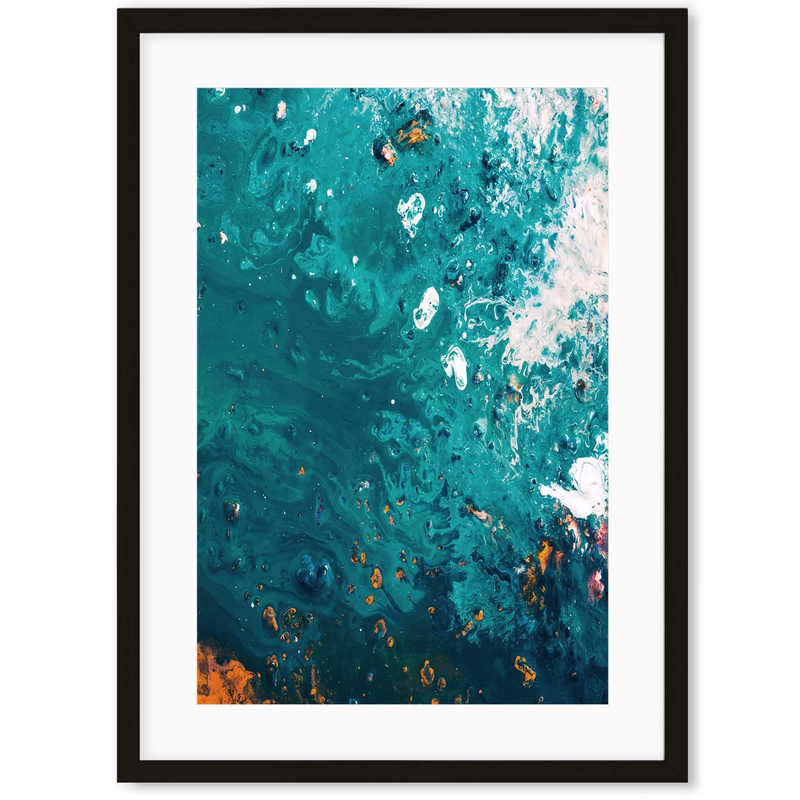 Image of Teal Abstract Waves Art Print