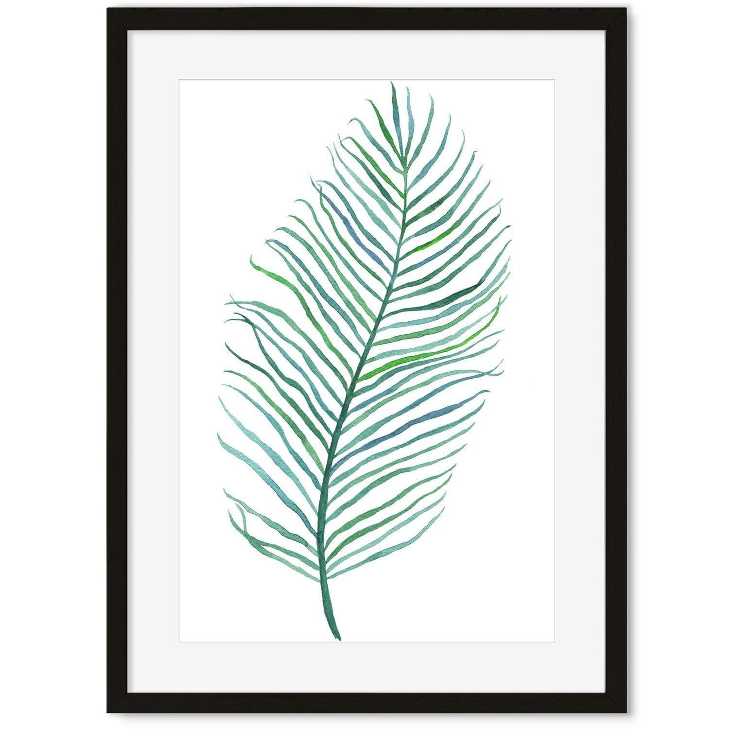 Image of Teal Watercolour Leaf Art Print