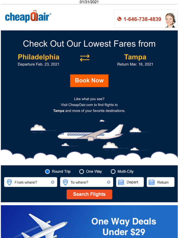 cheapoair one way flights