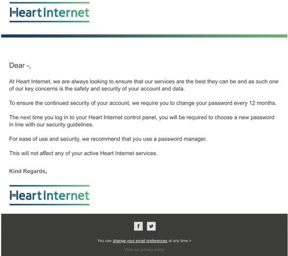 Updating your Heart Internet password