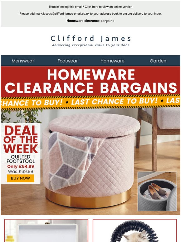 Homeware 'Clearance' bargains