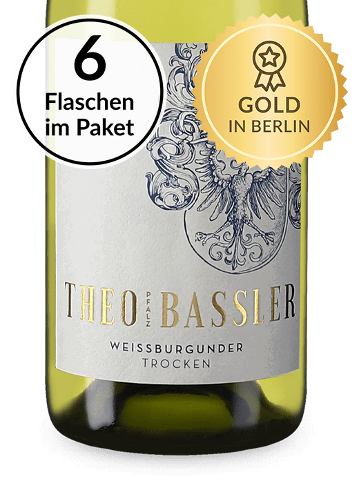 Pfälzer Gaumenschmeichler: Theo Bassler 6 Flaschen Weißburgunder trocken 2019