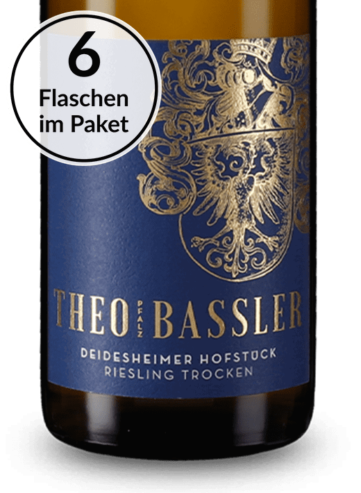 Erlesener Pfälzer Lagen-Riesling: Theo Bassler 6 Flaschen Deidesheimer Hofstück Riesling trocken 2019