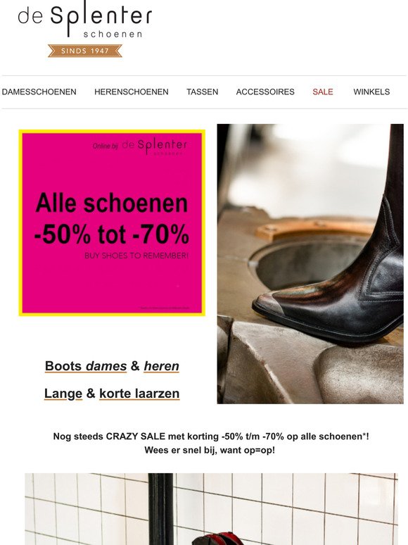 Zich voorstellen zitten Verstikken Desplenterschoenen.nl: De Splenter Schoenen stopt | Milled