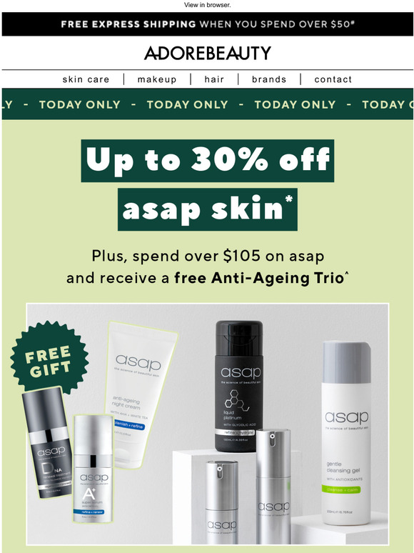 Adore Beauty Psst! Up to 30 off asap skincare* Milled