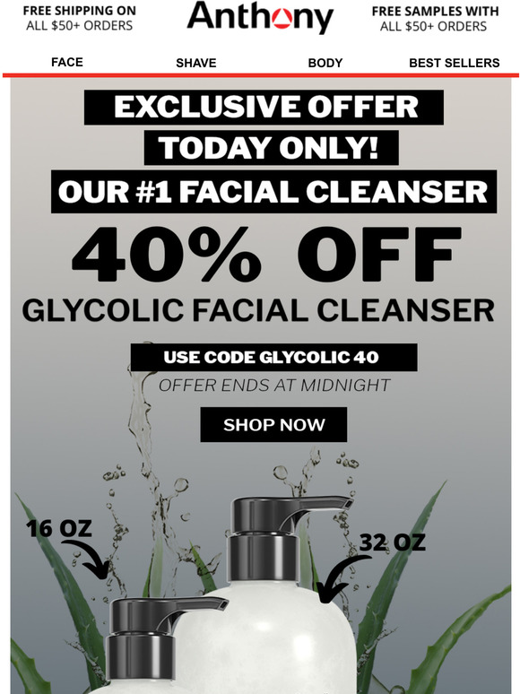 anthony glycolic facial cleanser 32 oz