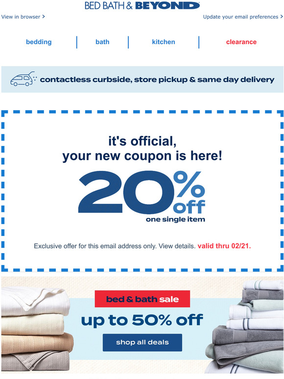 Bed Bath & Beyond Email Newsletters Shop Sales, Discounts, and Coupon Codes
