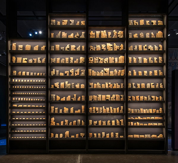 Clay tablets from the Library of Ashurbanipal on display