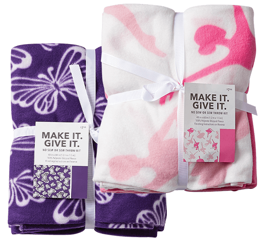 JoAnn Fabric and Craft Store Make to give with fleece, flannel, yarn