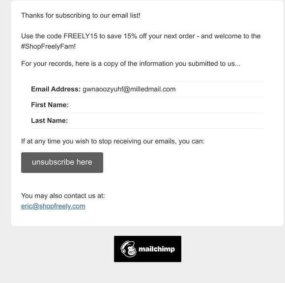 Shop Freely Newsletter List: Subscription Confirmed