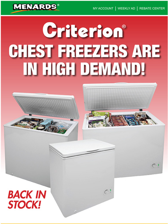 Menards: Back In Stock! Chest Freezers! | Milled