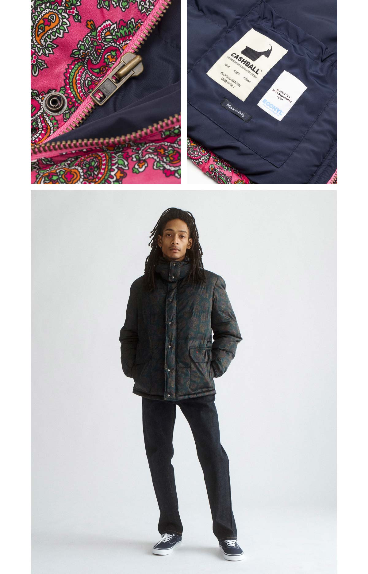 Noah Clothing: Paisley Cashball Puffer Jacket | Milled