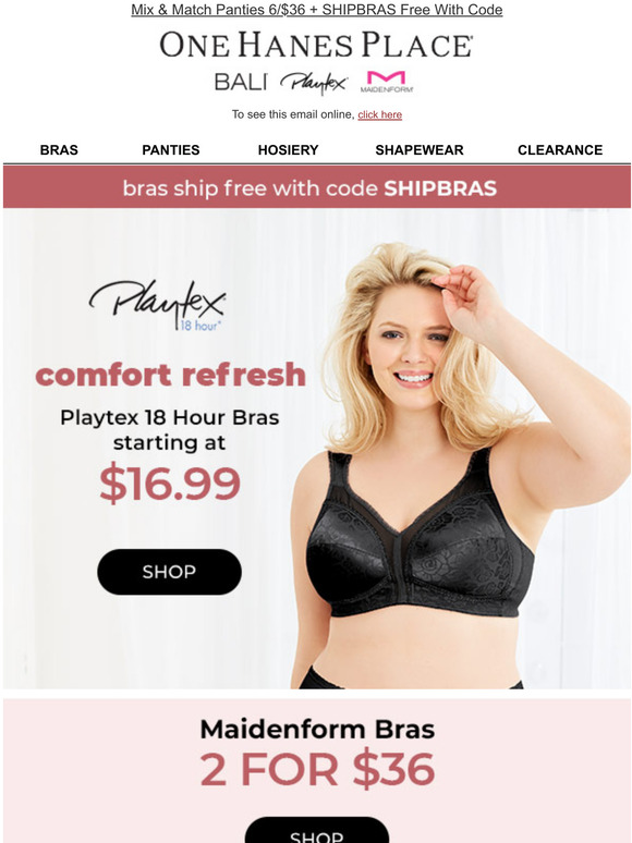 Hanes Playtex 18 Hour Bras from 16.99 + Maidenform Bras 2/36 Milled